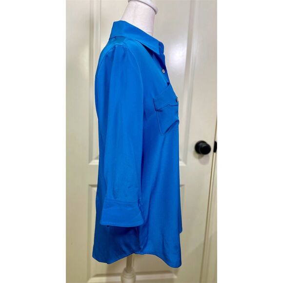 Soft Surroundings Women's XS Petite Blue 100% Silk Button-Up Shirt 3/4 Sleeve - Picture 10 of 14